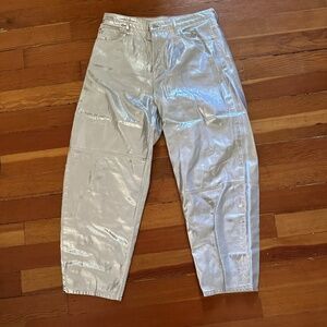 Ganni Silver Foil stary jeans